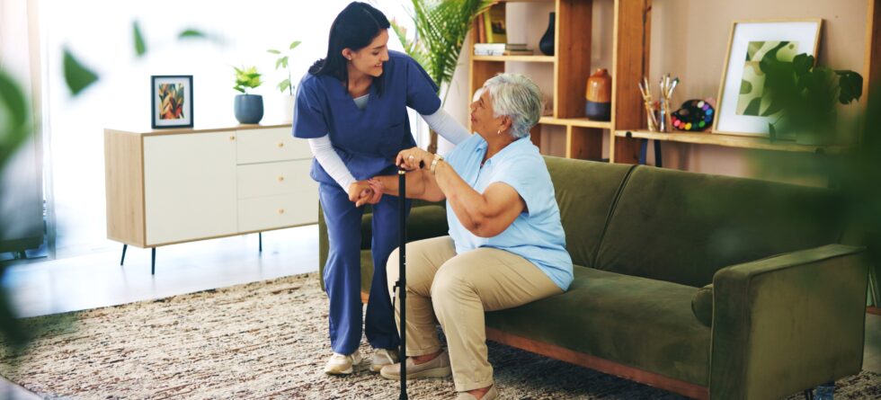 Nurse assisting senior resident in local Wichita nursing home