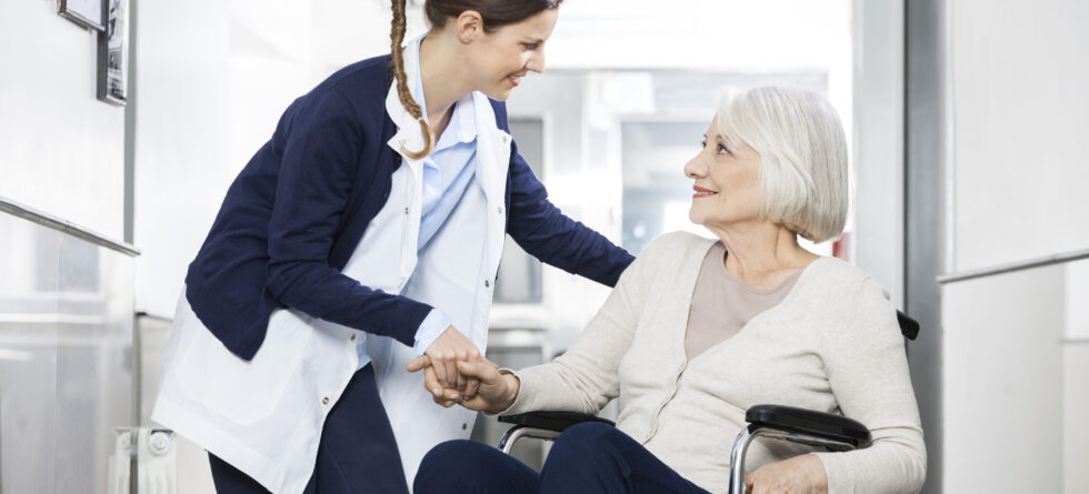 Senior meeting with caregiver about assisted living requirments in WIchita, KS