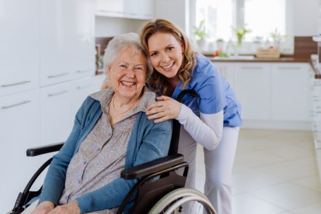 Senior leaving assisted living community for a family outing in Wichita, Kansas